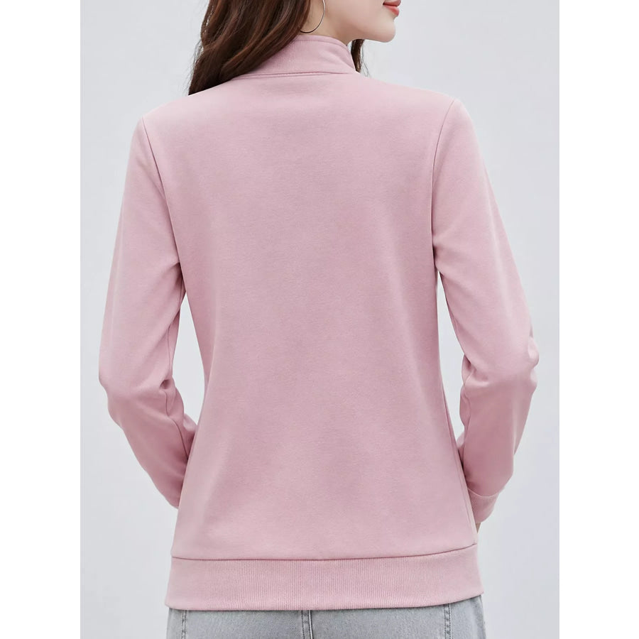 Full Size Stand-Collar Zip-Up Sweatshirt Plus Apparel and Accessories
