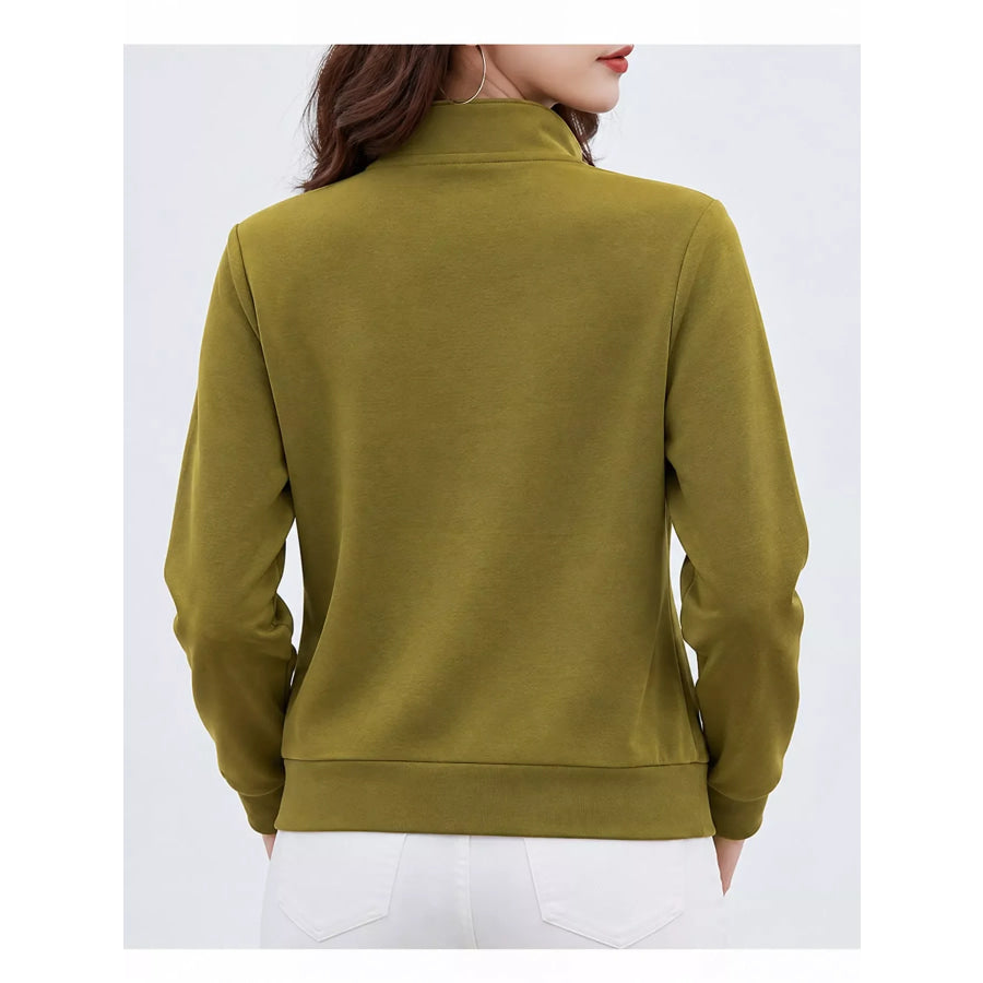 Full Size Stand-Collar Zip-Up Sweatshirt Plus Apparel and Accessories