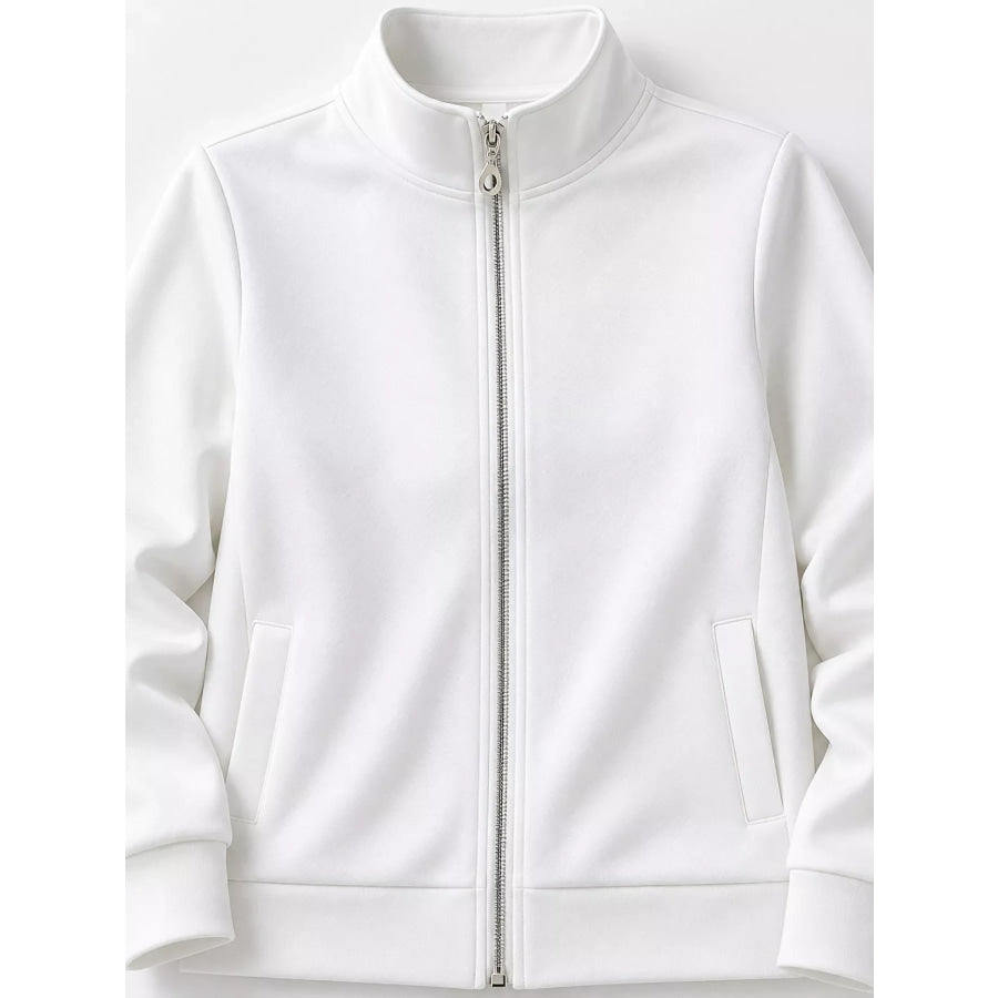 Full Size Stand-Collar Zip-Up Sweatshirt Plus Apparel and Accessories