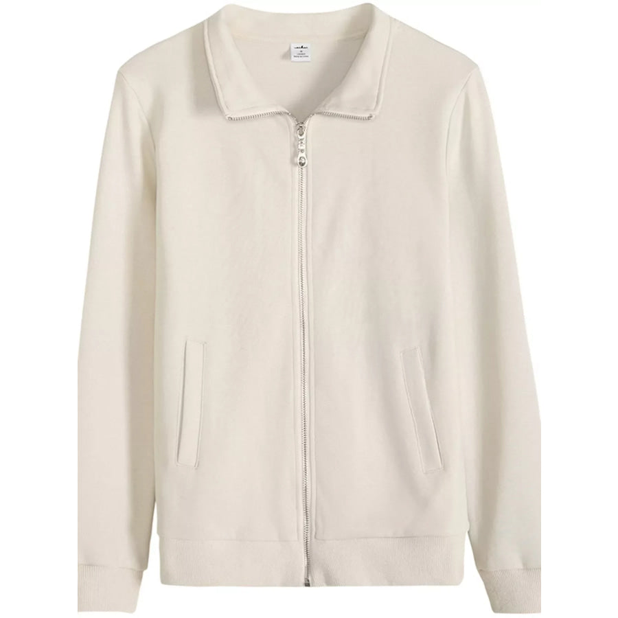 Full Size Stand-Collar Zip-Up Sweatshirt Plus Apparel and Accessories