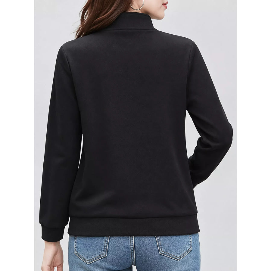 Full Size Stand-Collar Zip-Up Sweatshirt Plus Apparel and Accessories