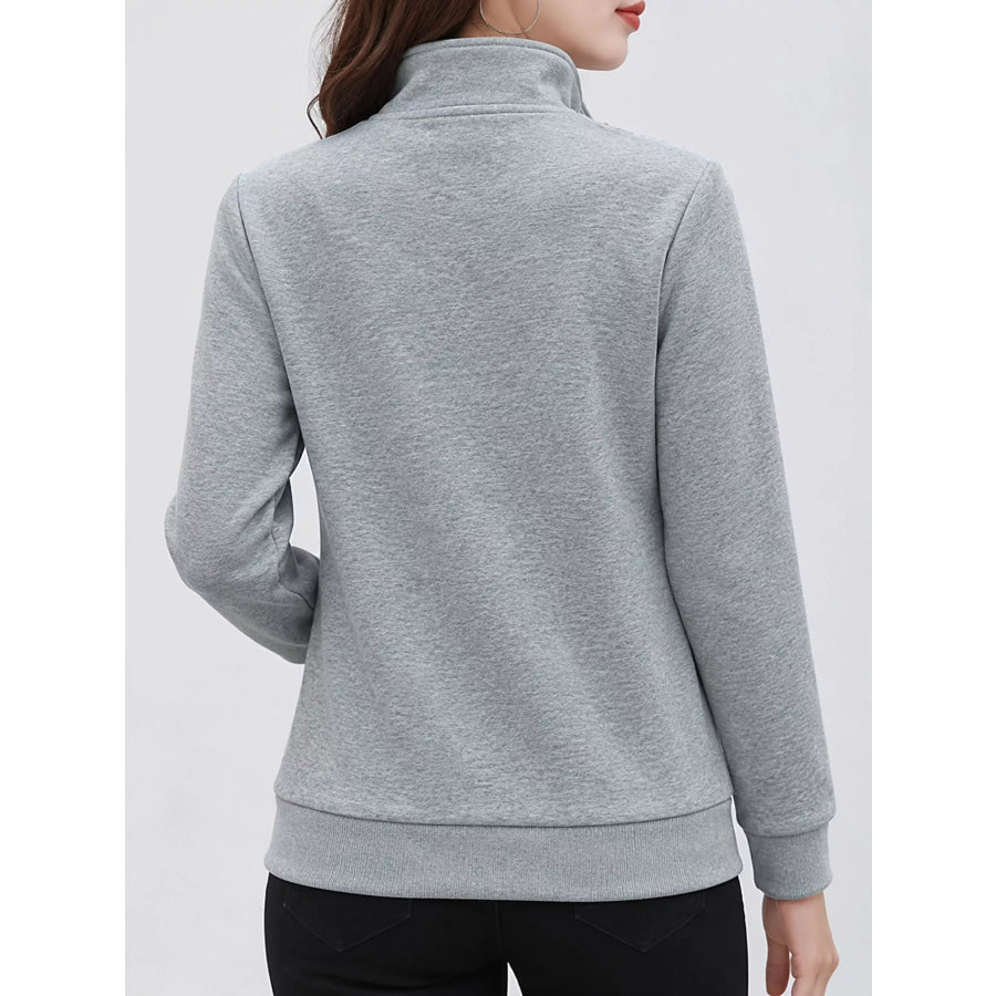 Full Size Stand-Collar Zip-Up Sweatshirt Plus Apparel and Accessories