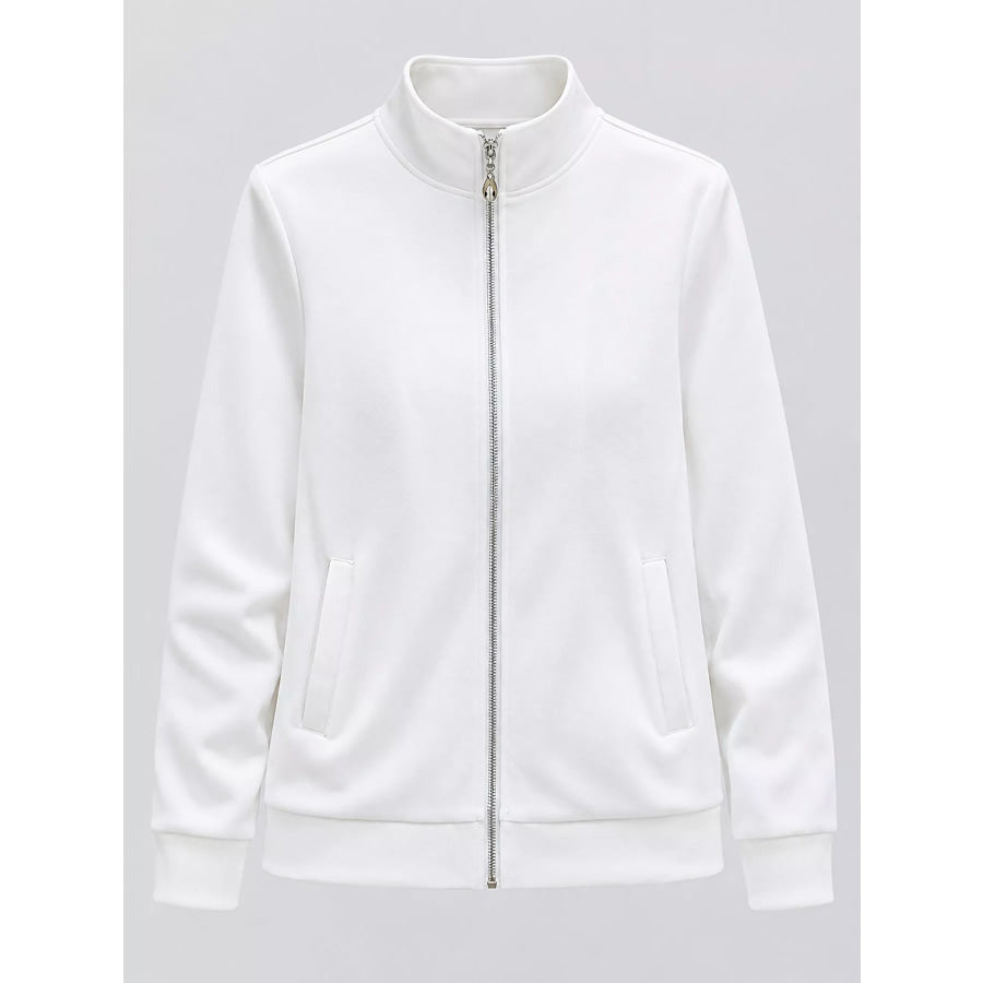Full Size Stand-Collar Zip-Up Sweatshirt Plus Apparel and Accessories