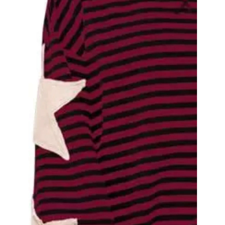 Full Size Star Patch Striped Oversized Sweatshirt Plus Apparel and Accessories