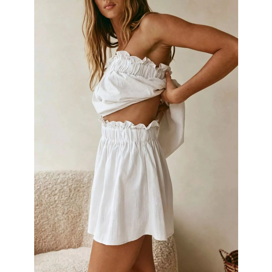 Full Size Strapless Top and High-Waisted Skirt Set Plus Apparel Accessories