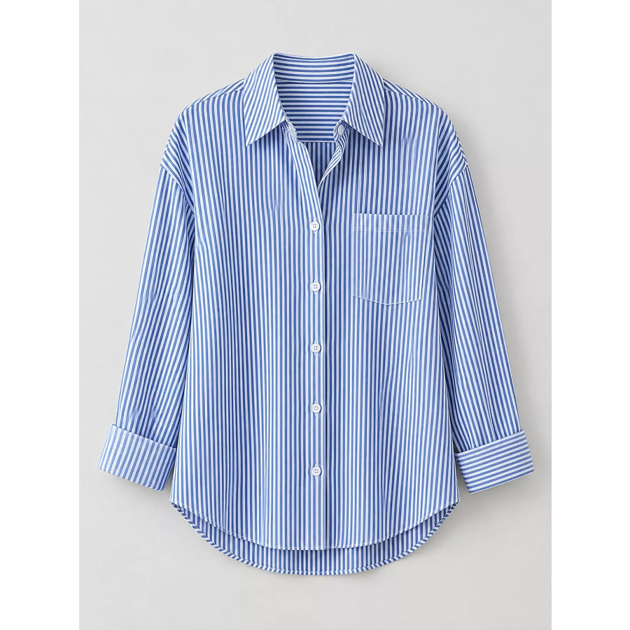 Full Size Striped Button-Down Long Sleeve Shirt Plus Apparel and Accessories