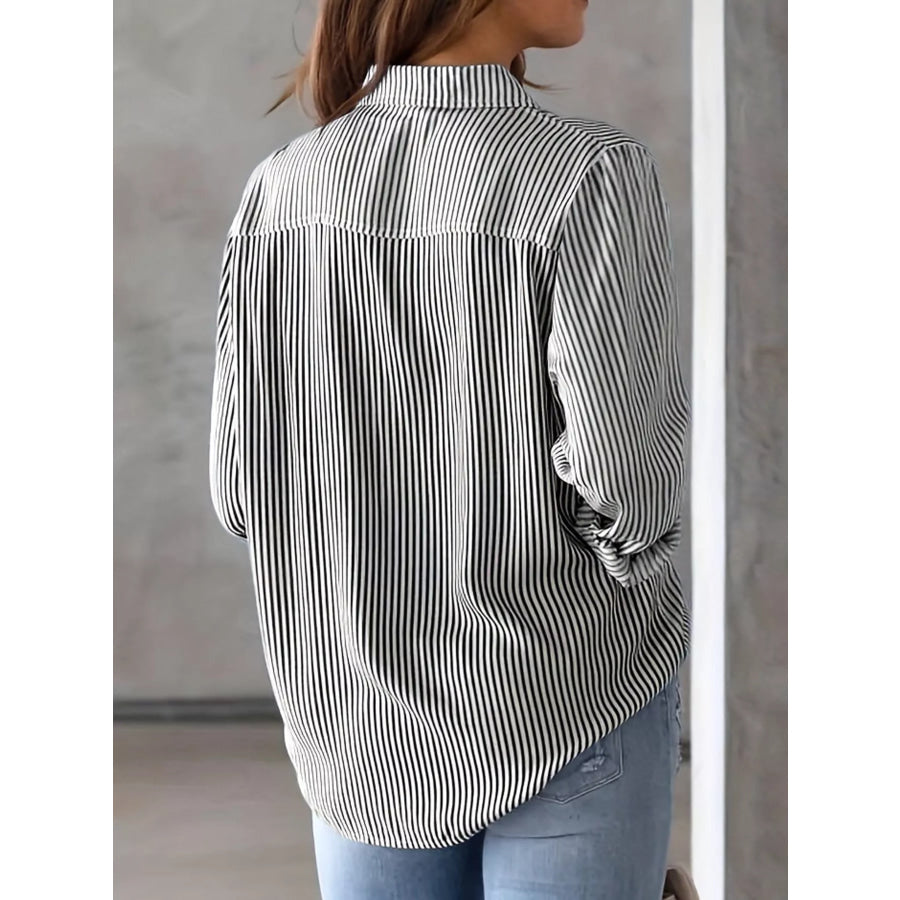 Full Size Striped Button-Down Long Sleeve Shirt Plus Apparel and Accessories