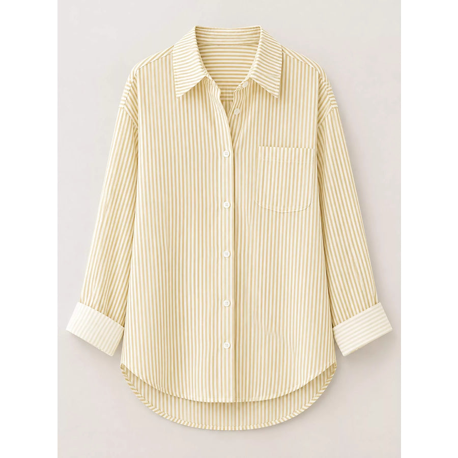 Full Size Striped Button-Down Long Sleeve Shirt Plus Apparel and Accessories