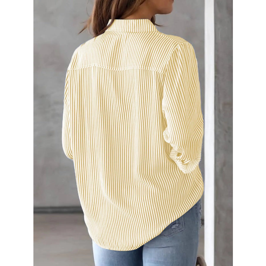 Full Size Striped Button-Down Long Sleeve Shirt Plus Apparel and Accessories
