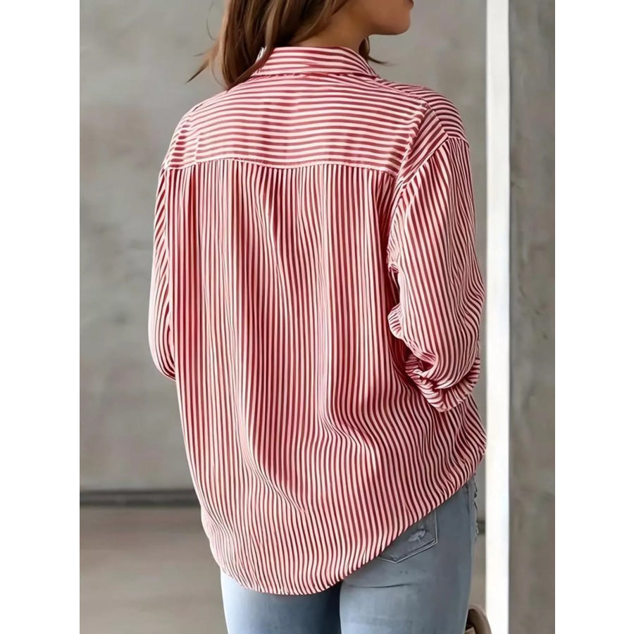 Full Size Striped Button-Down Long Sleeve Shirt Plus Apparel and Accessories
