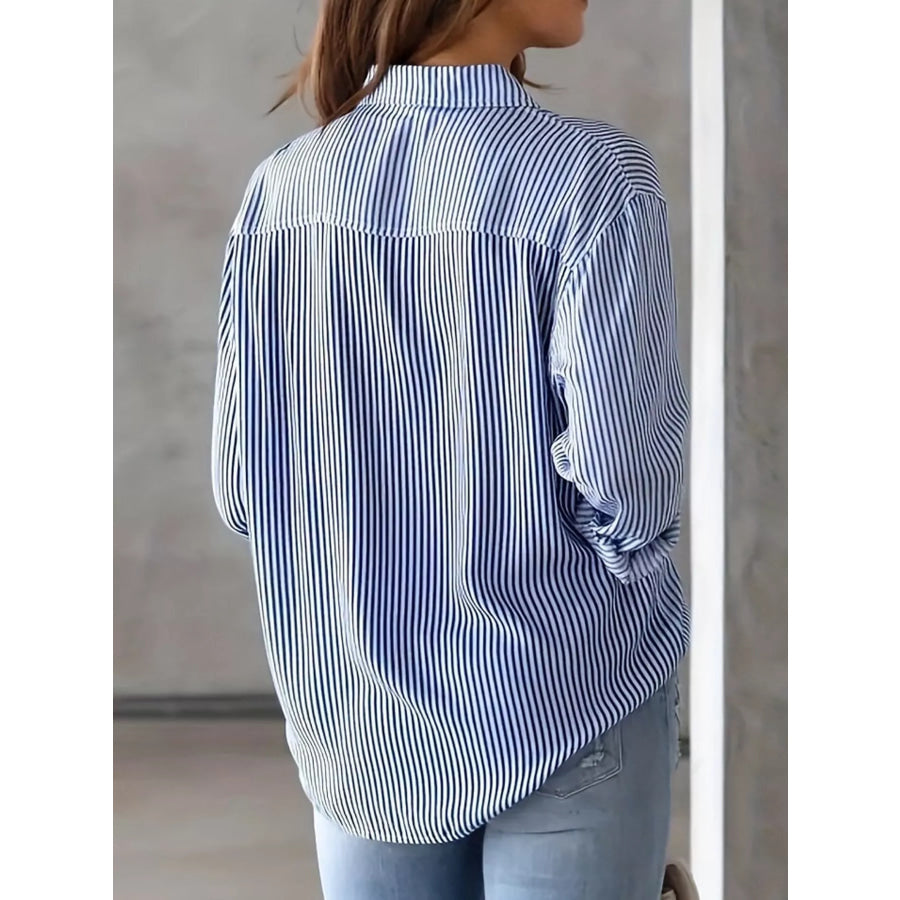 Full Size Striped Button-Down Long Sleeve Shirt Plus Apparel and Accessories