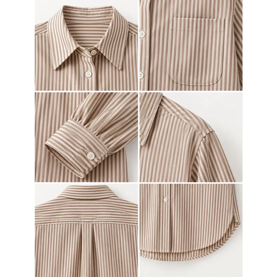 Full Size Striped Button-Down Long Sleeve Shirt Plus Apparel and Accessories
