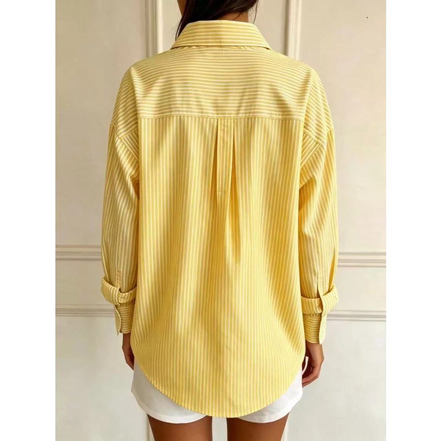 Full Size Striped Button-Down Long Sleeve Shirt Plus Apparel and Accessories
