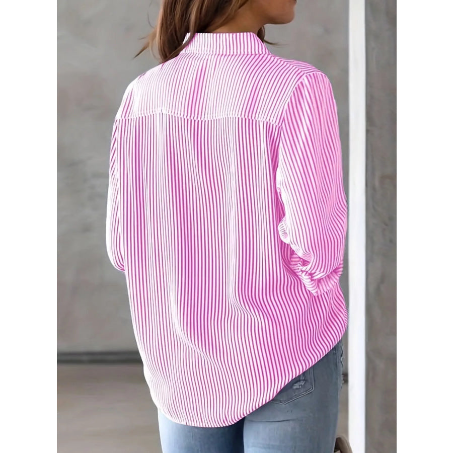Full Size Striped Button-Down Long Sleeve Shirt Plus Apparel and Accessories