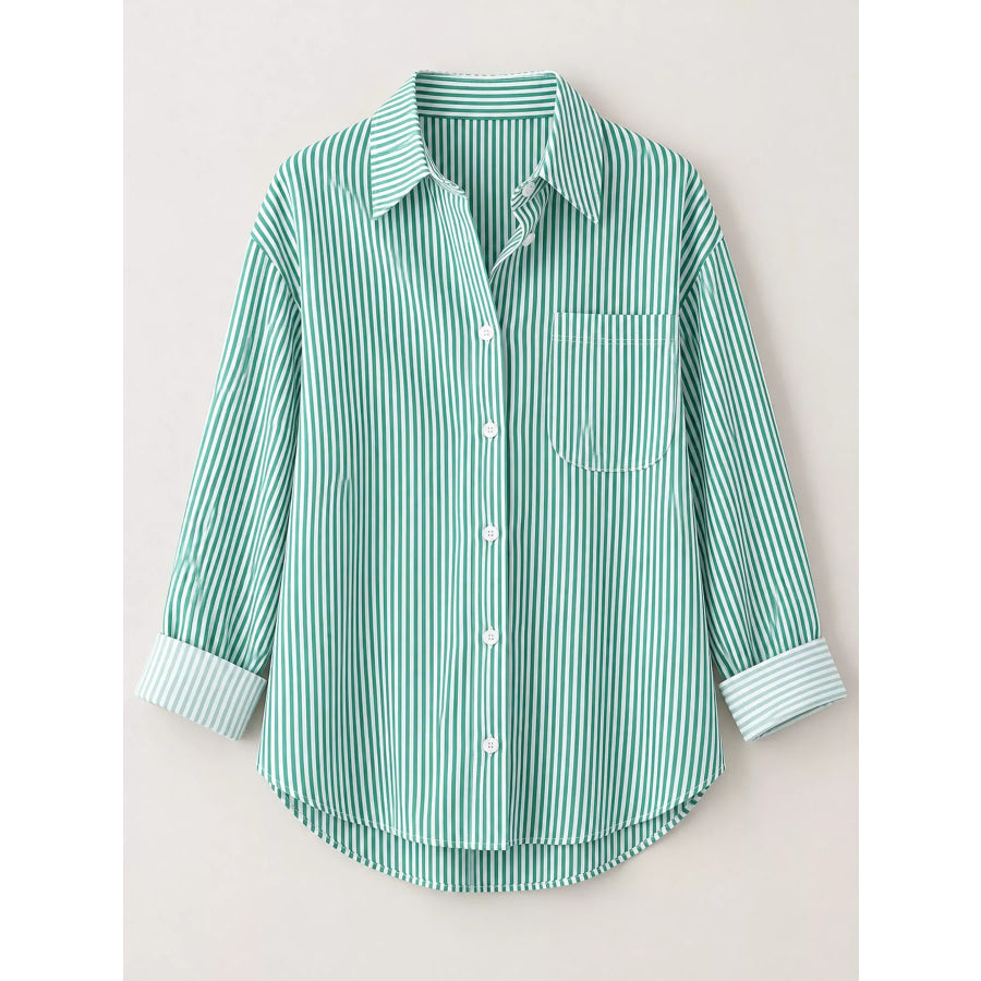 Full Size Striped Button-Down Long Sleeve Shirt Plus Apparel and Accessories