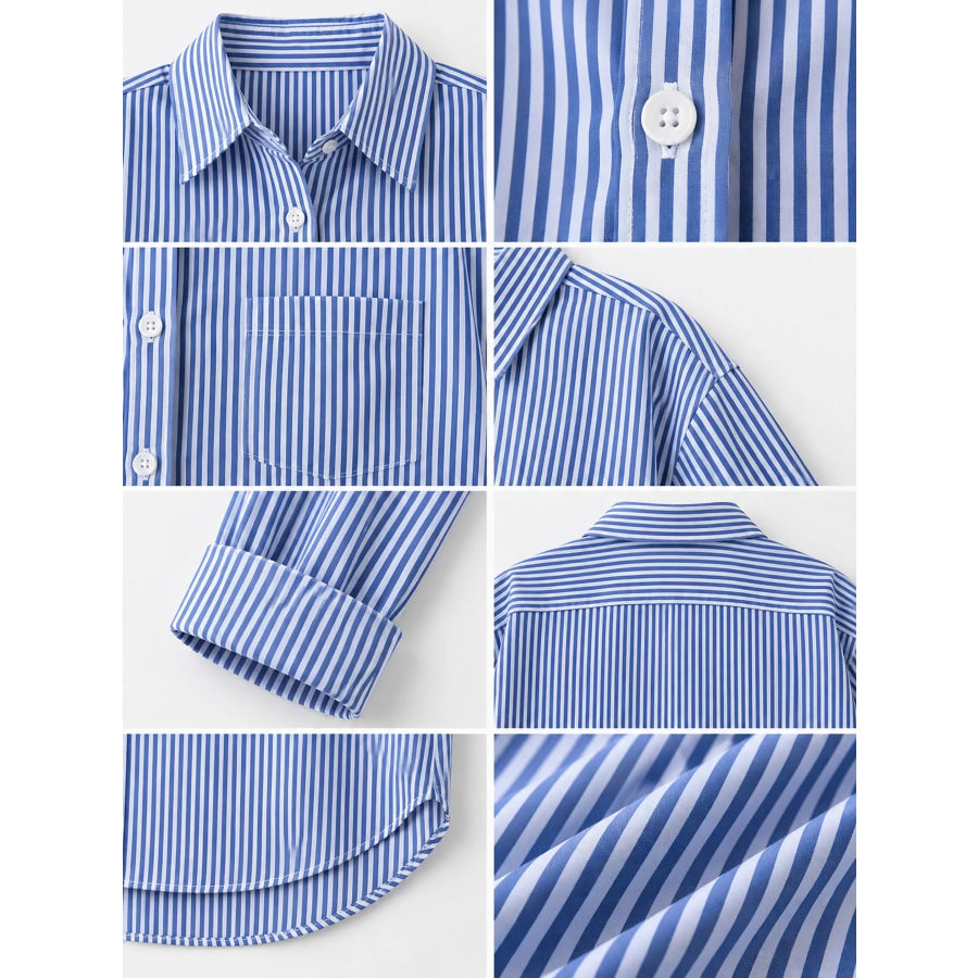 Full Size Striped Button-Down Long Sleeve Shirt Plus Apparel and Accessories
