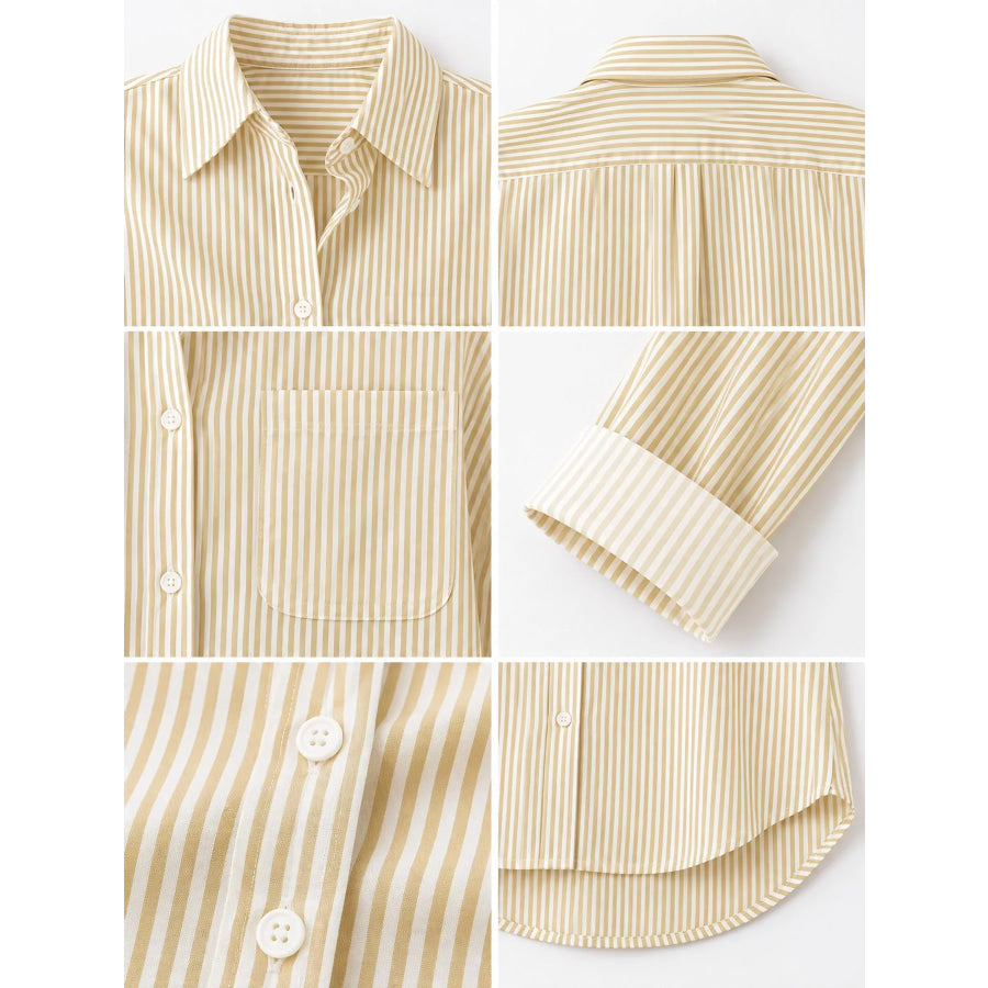 Full Size Striped Button-Down Long Sleeve Shirt Plus Apparel and Accessories