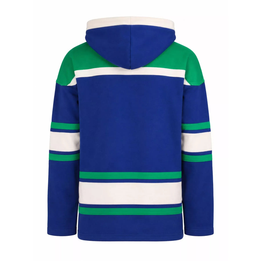 Full Size Striped Graphic Lace-Up Hooded Plus Apparel and Accessories