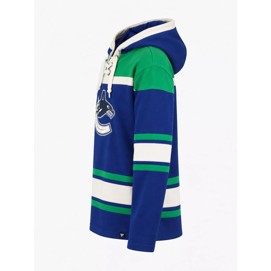 Full Size Striped Graphic Lace-Up Hooded Plus Royal Blue / S Apparel and Accessories