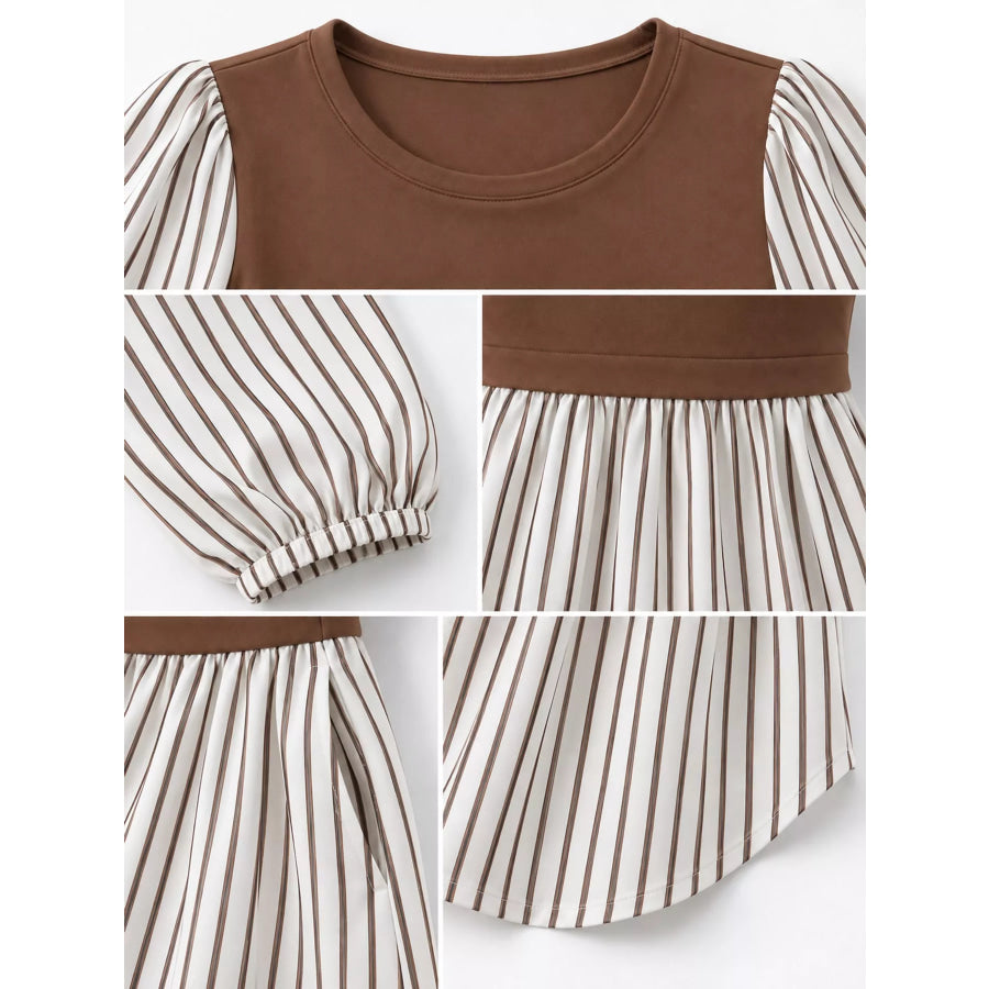 Full Size Striped Long Sleeve Blouse Plus Apparel and Accessories