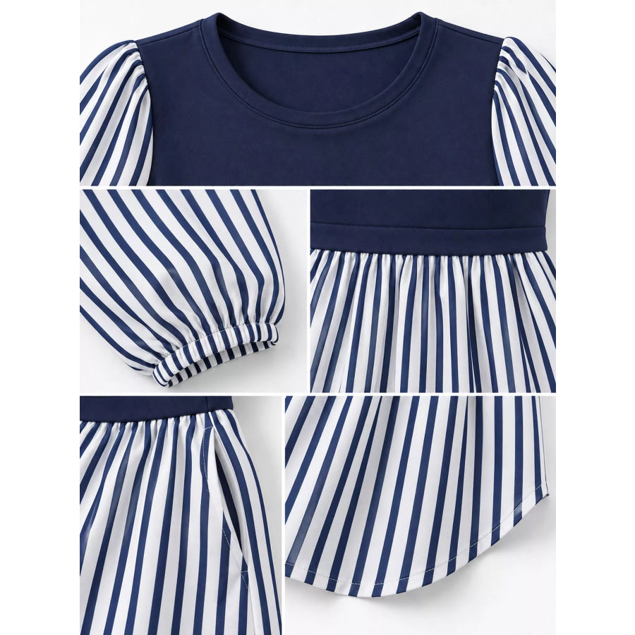 Full Size Striped Long Sleeve Blouse Plus Apparel and Accessories