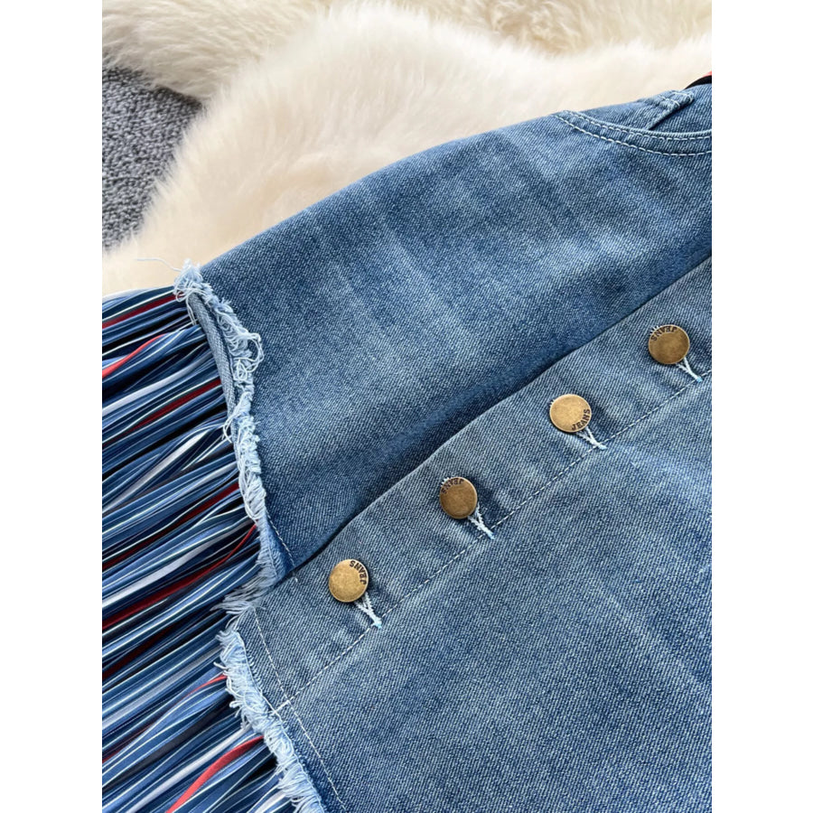 Full Size Striped Patchwork Denim Skirt Plus Size Apparel and Accessories