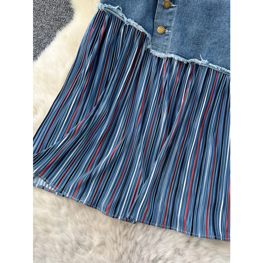 Full Size Striped Patchwork Denim Skirt Plus Size Apparel and Accessories