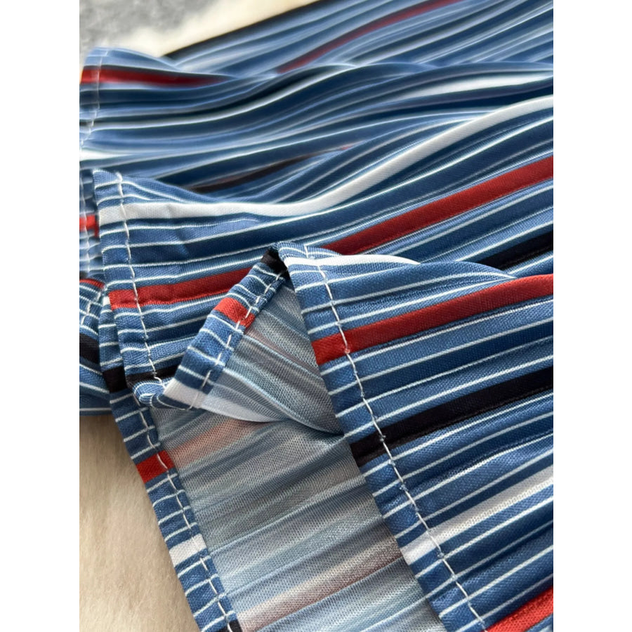 Full Size Striped Patchwork Denim Skirt Plus Size Apparel and Accessories
