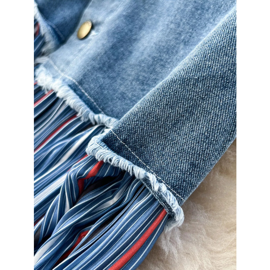 Full Size Striped Patchwork Denim Skirt Plus Size Apparel and Accessories