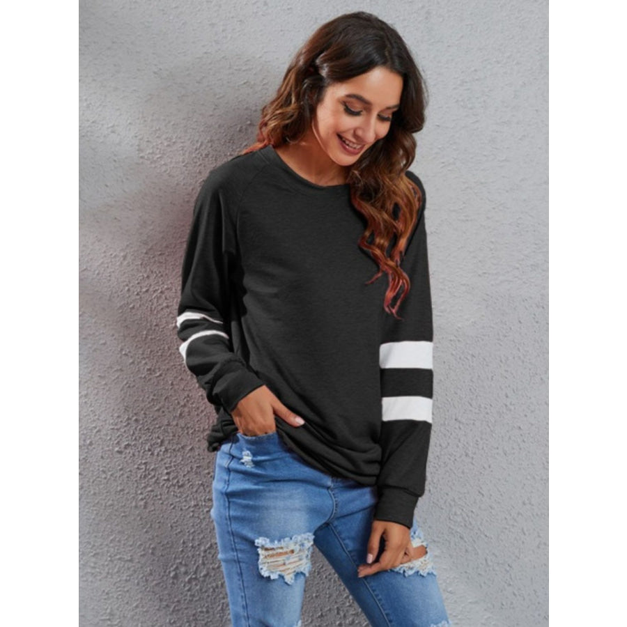 Full Size Striped Round Neck Long Sleeve T-Shirt Apparel and Accessories