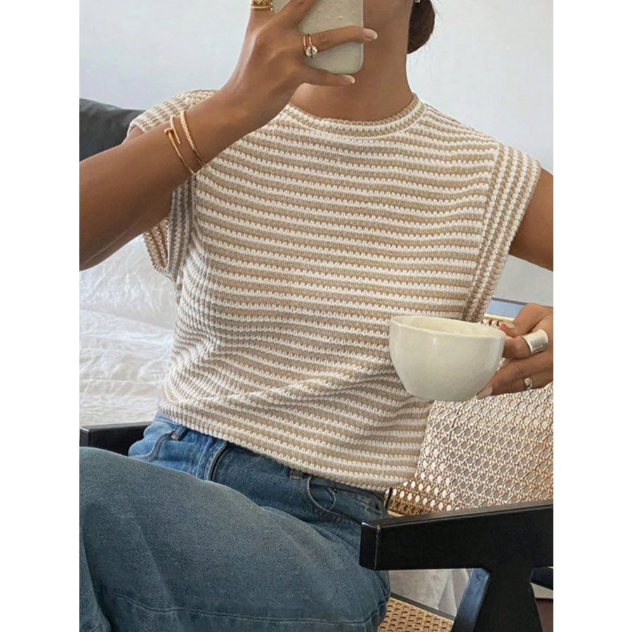 Full Size Striped Round Neck Short Sleeve T-Shirt Plus Apparel and Accessories