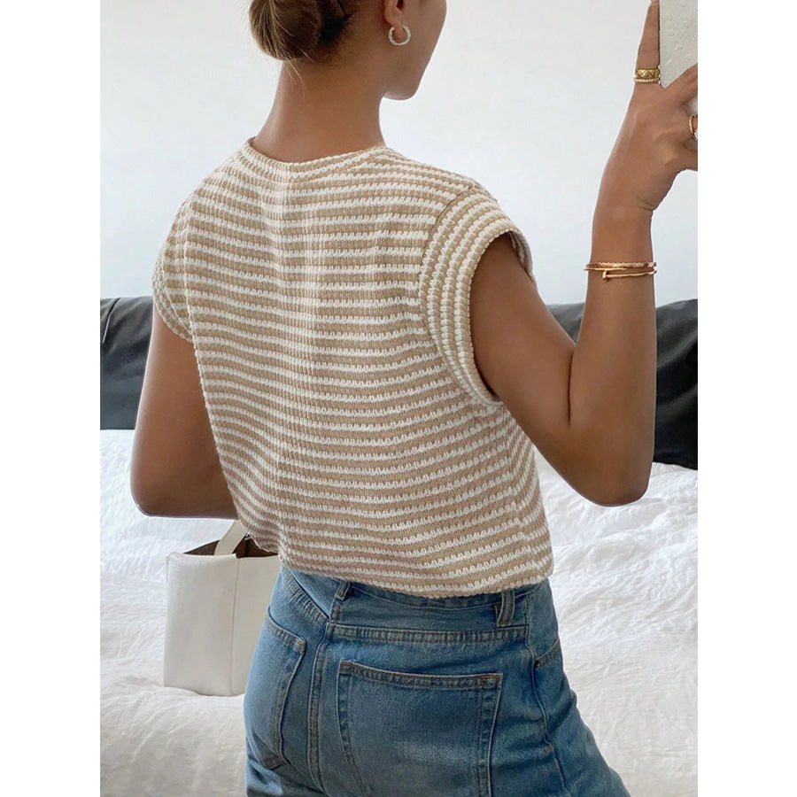 Full Size Striped Round Neck Short Sleeve T-Shirt Plus Apparel and Accessories