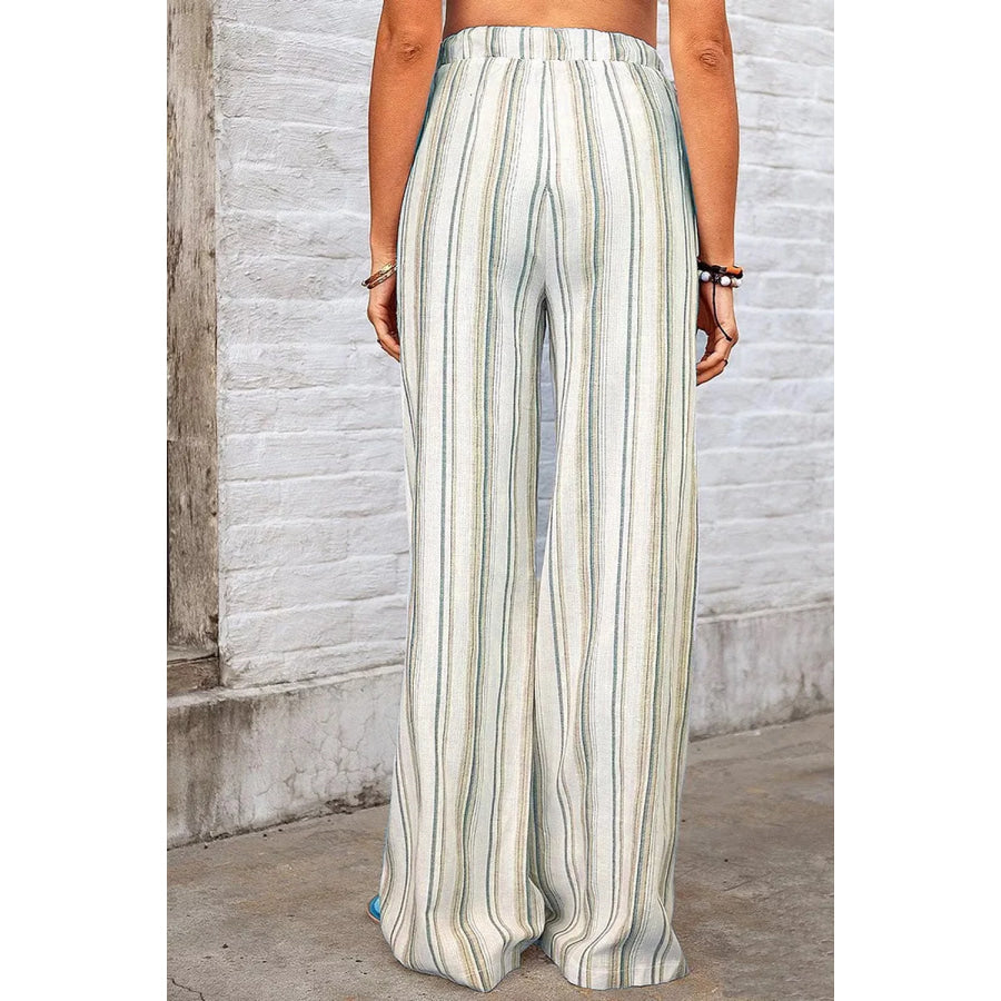 Full Size Striped Wide-Leg Pants Plus Size Apparel and Accessories