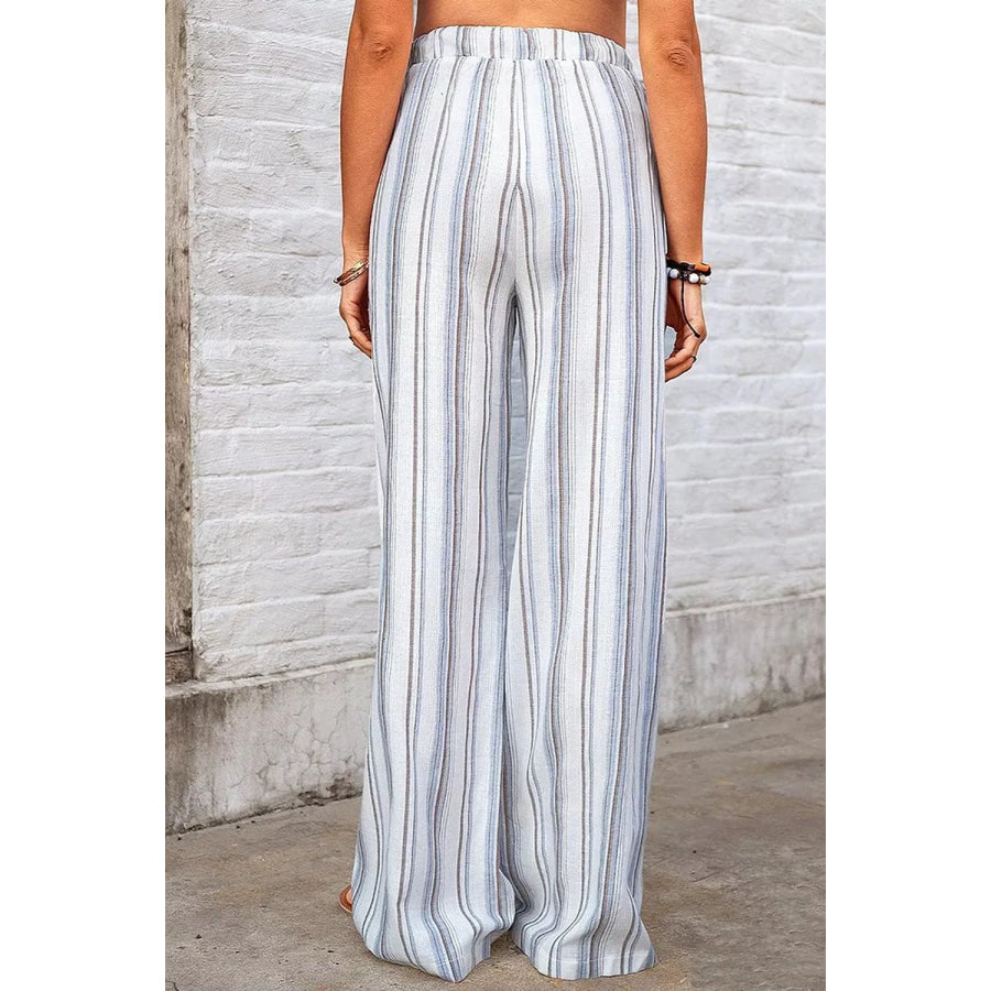 Full Size Striped Wide-Leg Pants Plus Size Apparel and Accessories