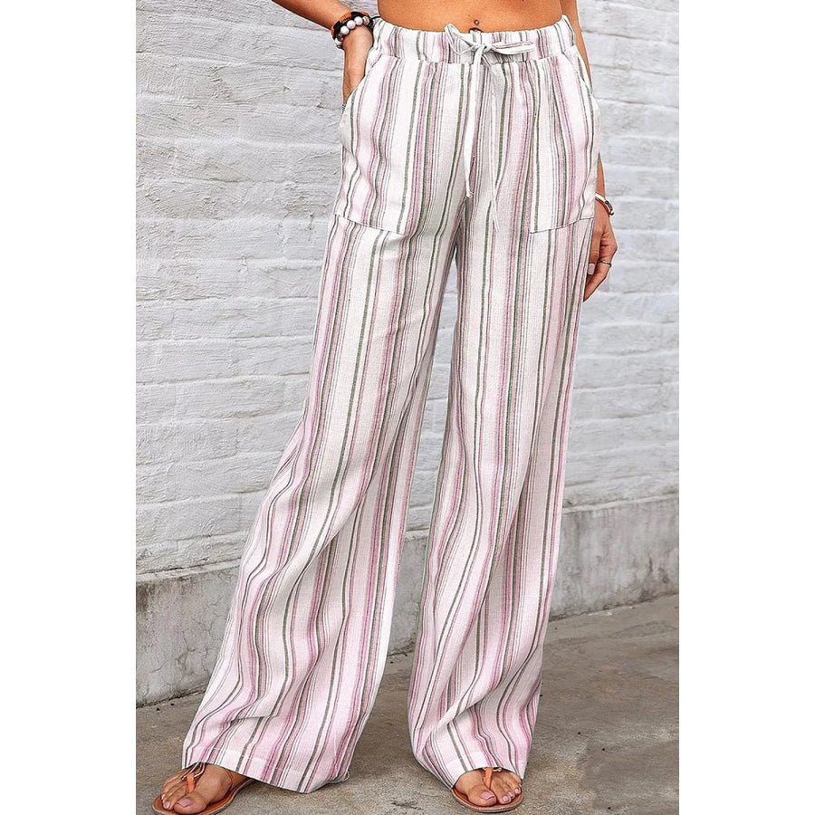 Full Size Striped Wide-Leg Pants Plus Size Apparel and Accessories