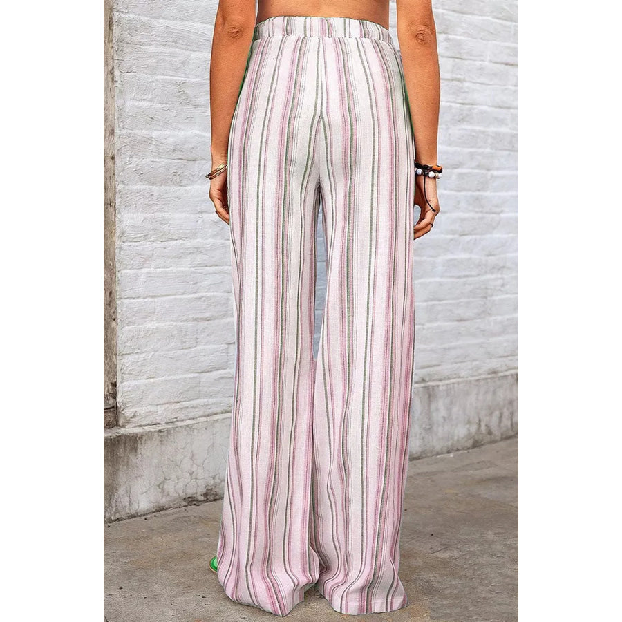 Full Size Striped Wide-Leg Pants Plus Size Apparel and Accessories