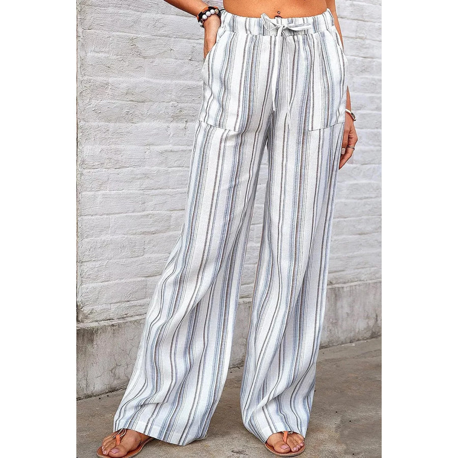 Full Size Striped Wide-Leg Pants Plus Size Apparel and Accessories