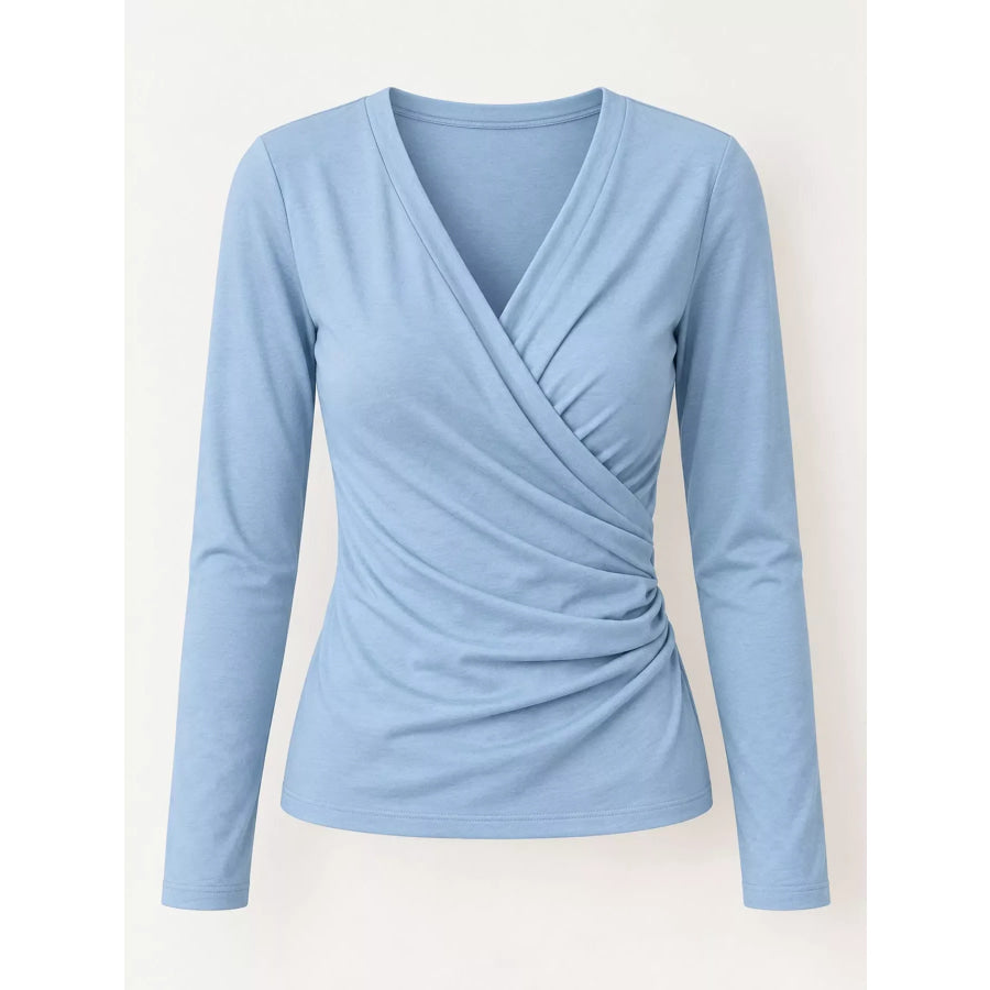 Full Size Surplice Long Sleeve T-Shirt Plus Apparel and Accessories