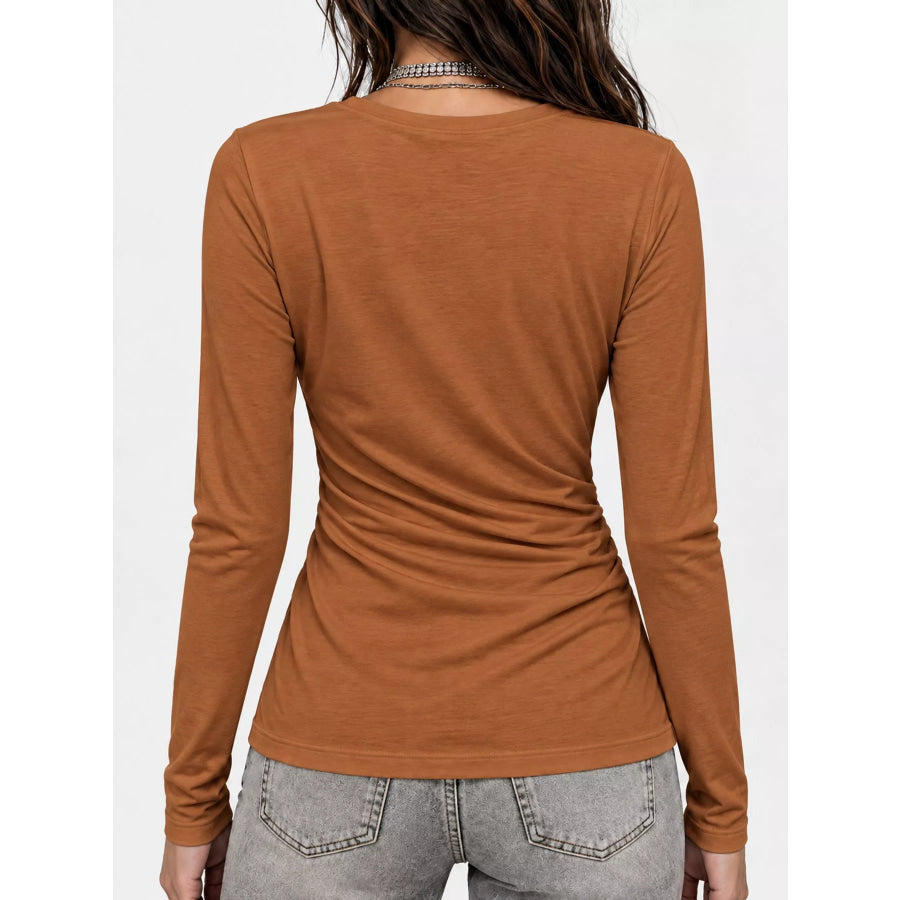 Full Size Surplice Long Sleeve T-Shirt Plus Apparel and Accessories