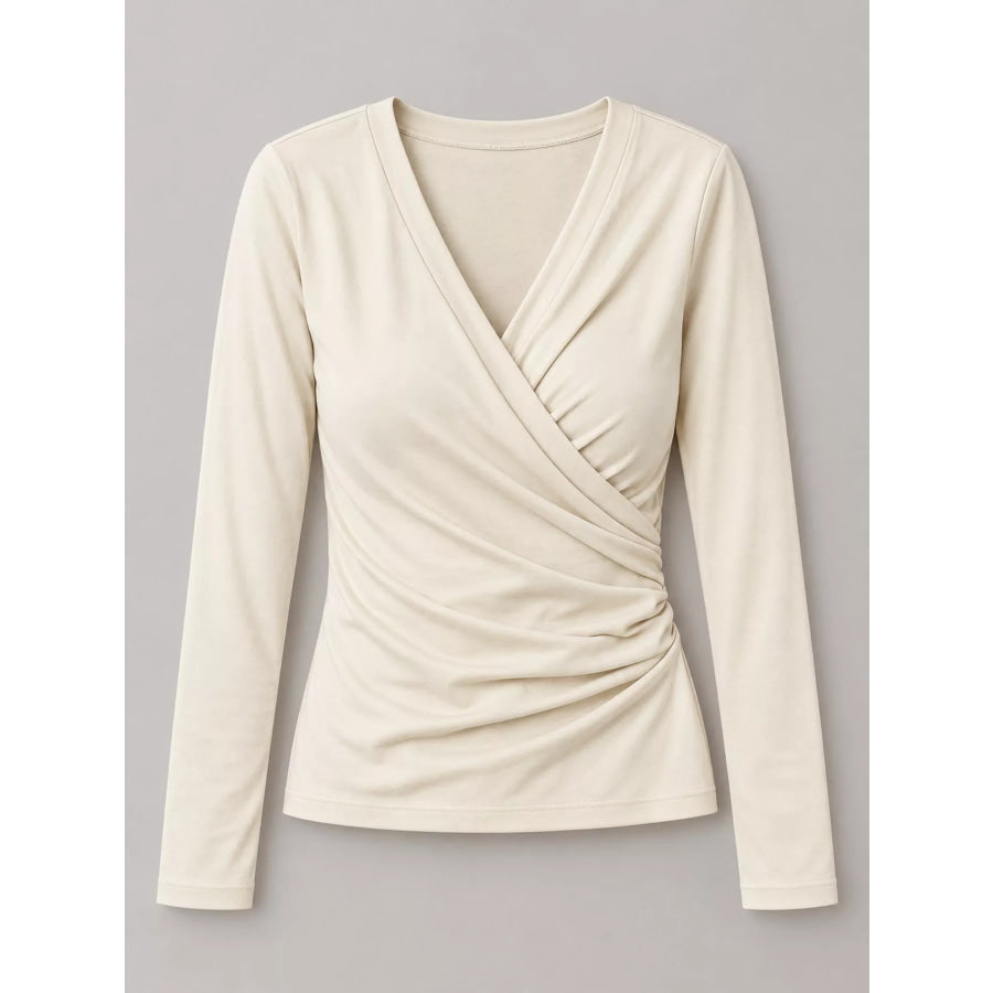 Full Size Surplice Long Sleeve T-Shirt Plus Apparel and Accessories