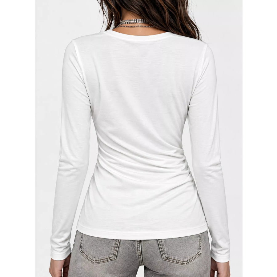 Full Size Surplice Long Sleeve T-Shirt Plus Apparel and Accessories