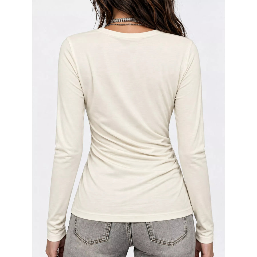 Full Size Surplice Long Sleeve T-Shirt Plus Apparel and Accessories