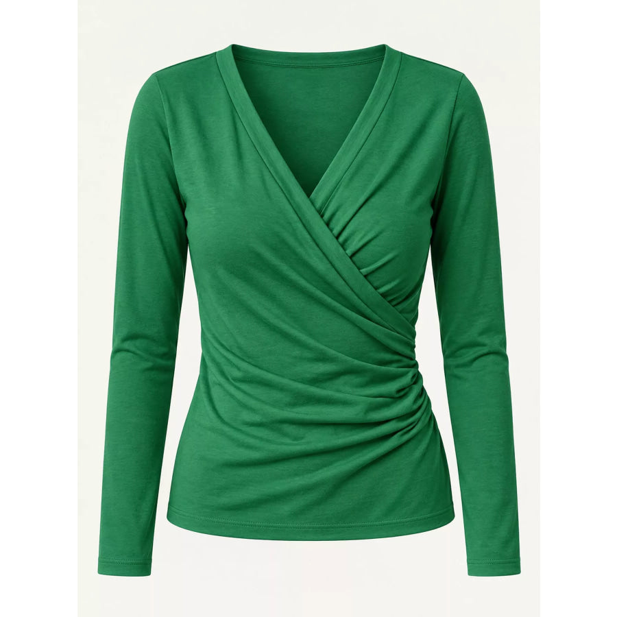 Full Size Surplice Long Sleeve T-Shirt Plus Apparel and Accessories