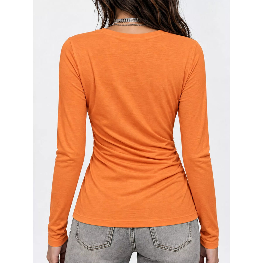 Full Size Surplice Long Sleeve T-Shirt Plus Apparel and Accessories
