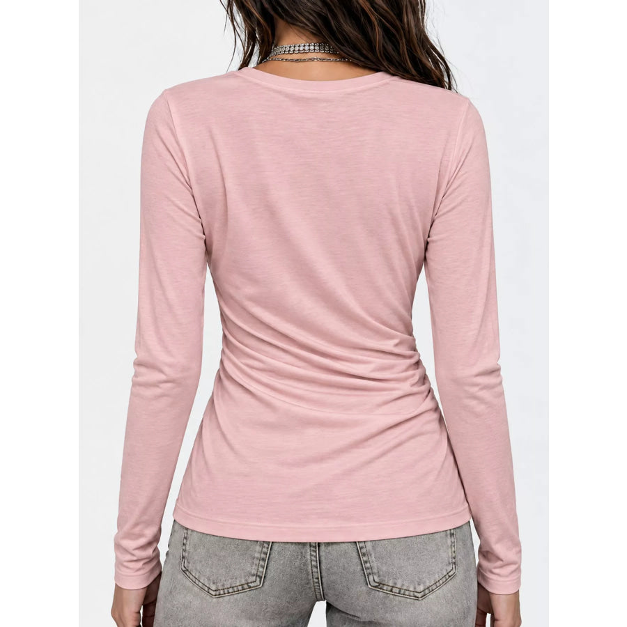 Full Size Surplice Long Sleeve T-Shirt Plus Apparel and Accessories