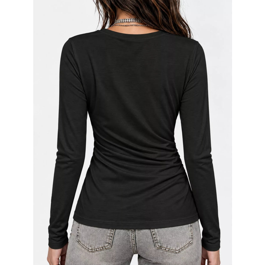 Full Size Surplice Long Sleeve T-Shirt Plus Apparel and Accessories