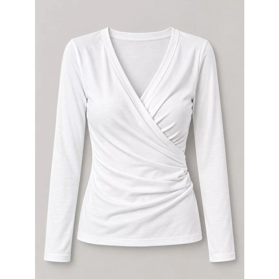 Full Size Surplice Long Sleeve T-Shirt Plus Apparel and Accessories