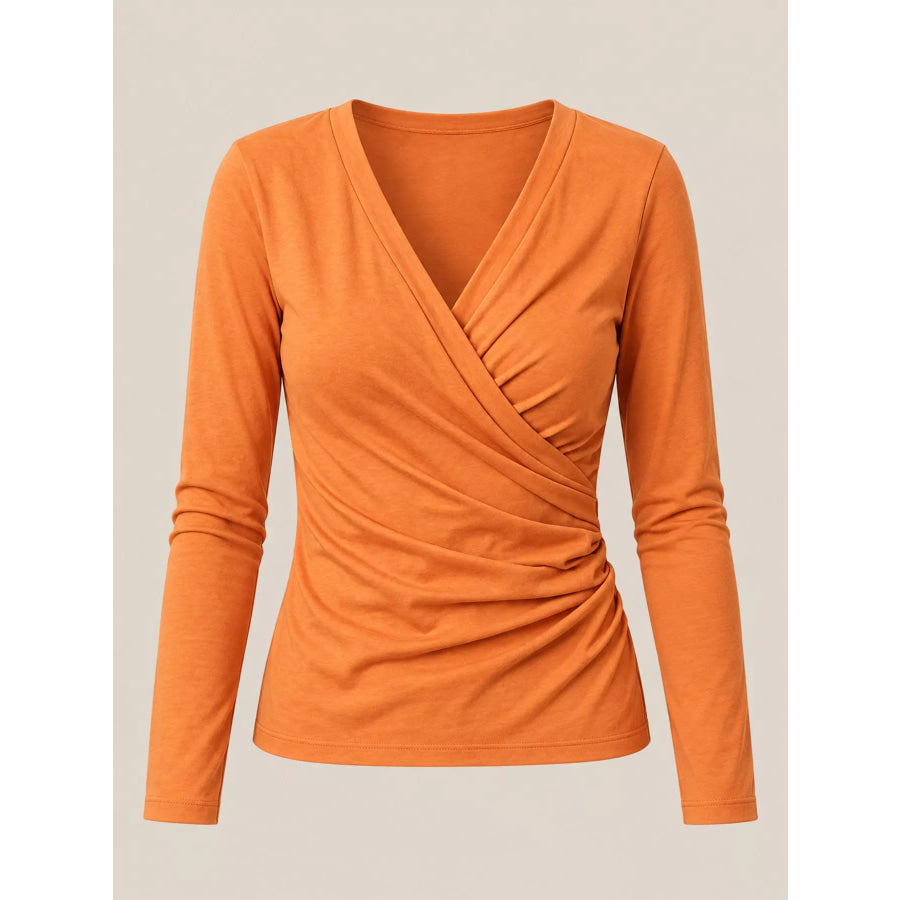 Full Size Surplice Long Sleeve T-Shirt Plus Apparel and Accessories