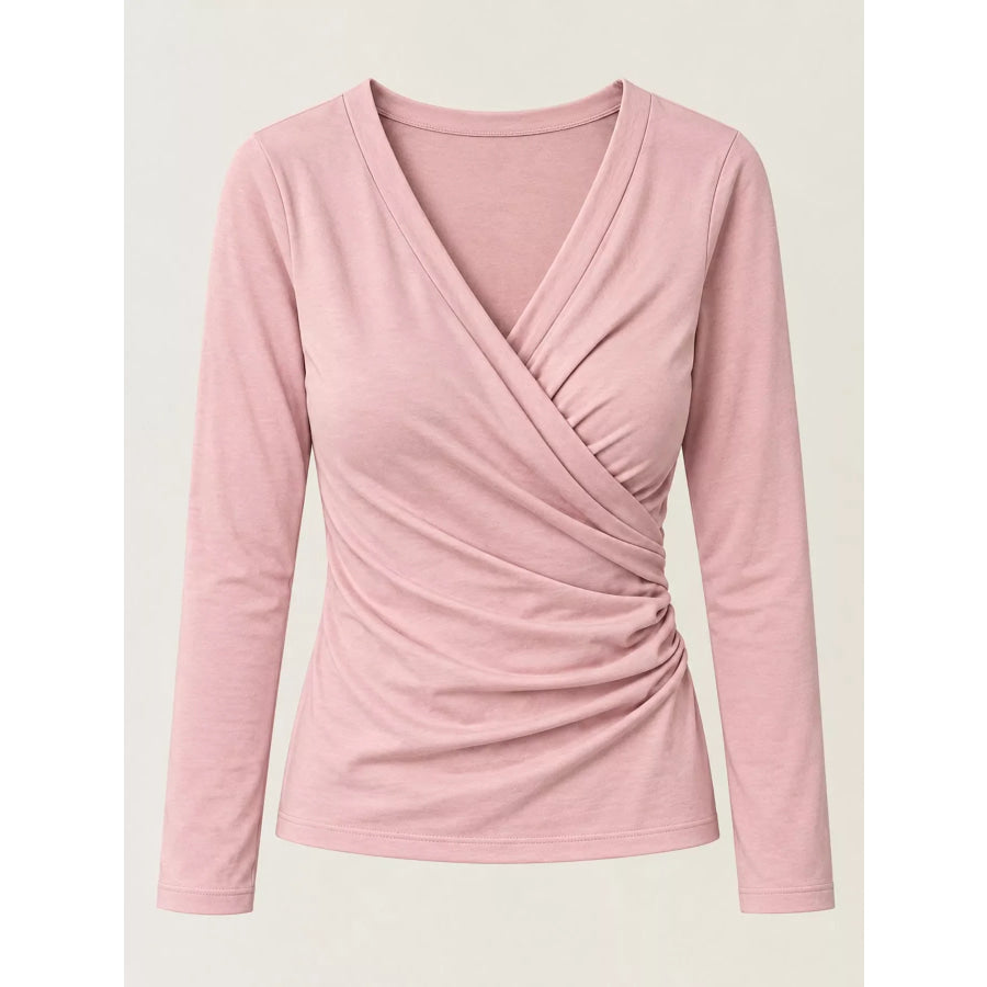 Full Size Surplice Long Sleeve T-Shirt Plus Apparel and Accessories