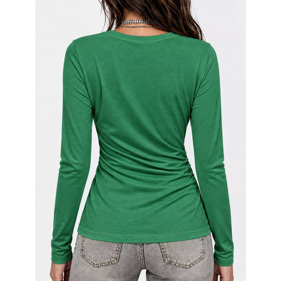 Full Size Surplice Long Sleeve T-Shirt Plus Apparel and Accessories